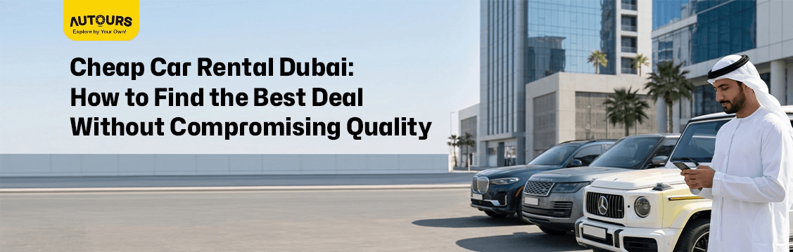 Affordable car rental in Dubai with a modern vehicle on city roads