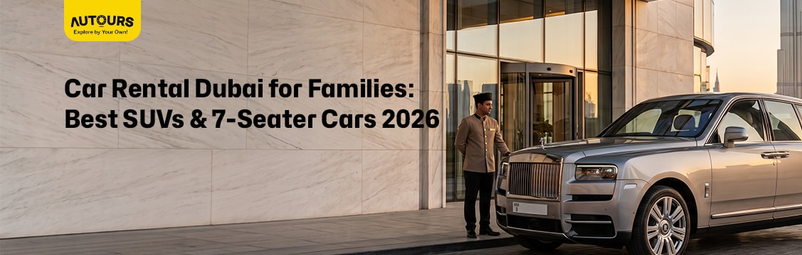 A fleet of high-end exotic vehicles parked in front of the Dubai skyline, showcasing the best options for luxury car rental Dubai in 2026.